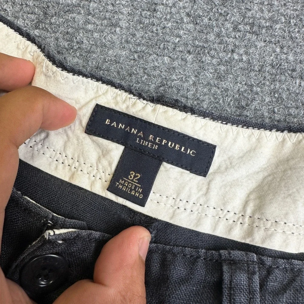 Banana Republic Linen Shorts Mens 32 Black Casual Summer Beach Lightweight 10